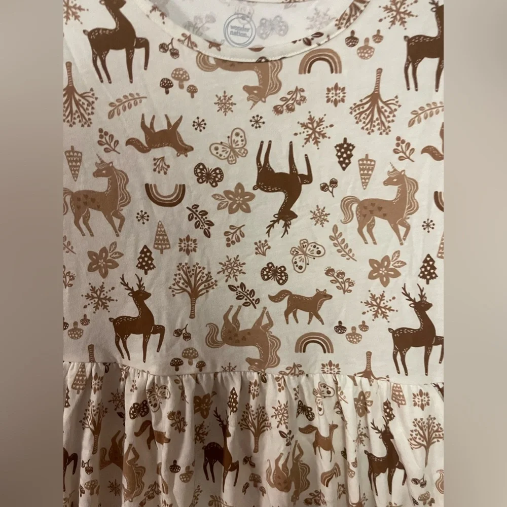 🔴 3/$12 WonderNation Ivory Dress‎ with Brown Animal/Nature Pattern! NWT!